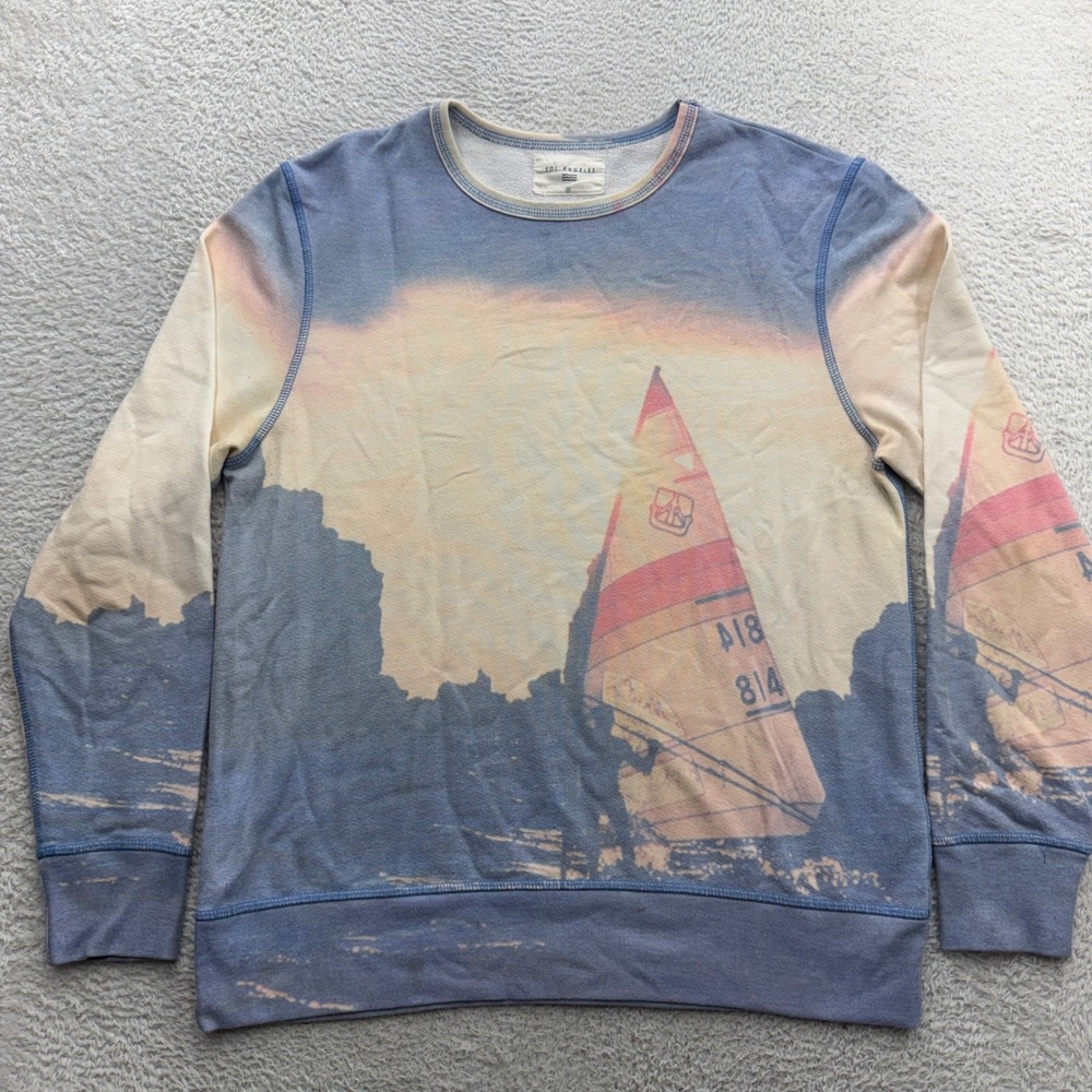 Sol Angeles Mens Windsurfing Graphic Sweatshirt Blue Sunset French Terry Size M